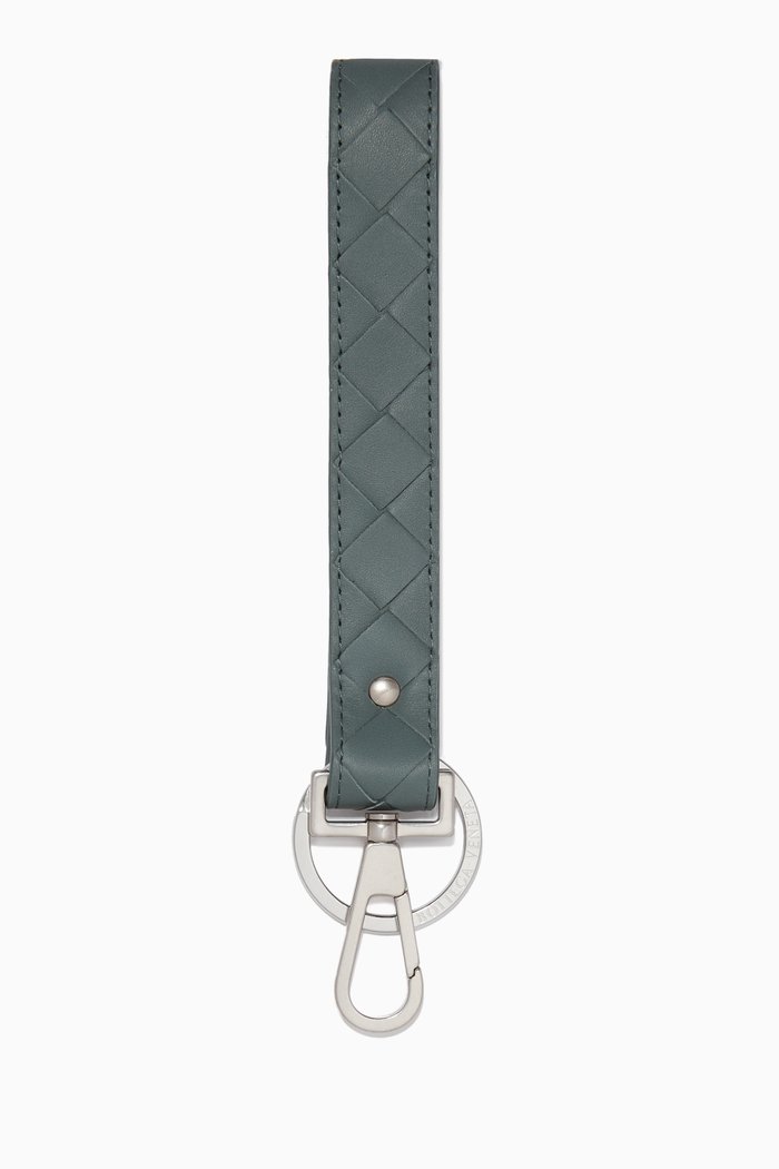 

Key Ring in Intrecciato Calfskin, Grey