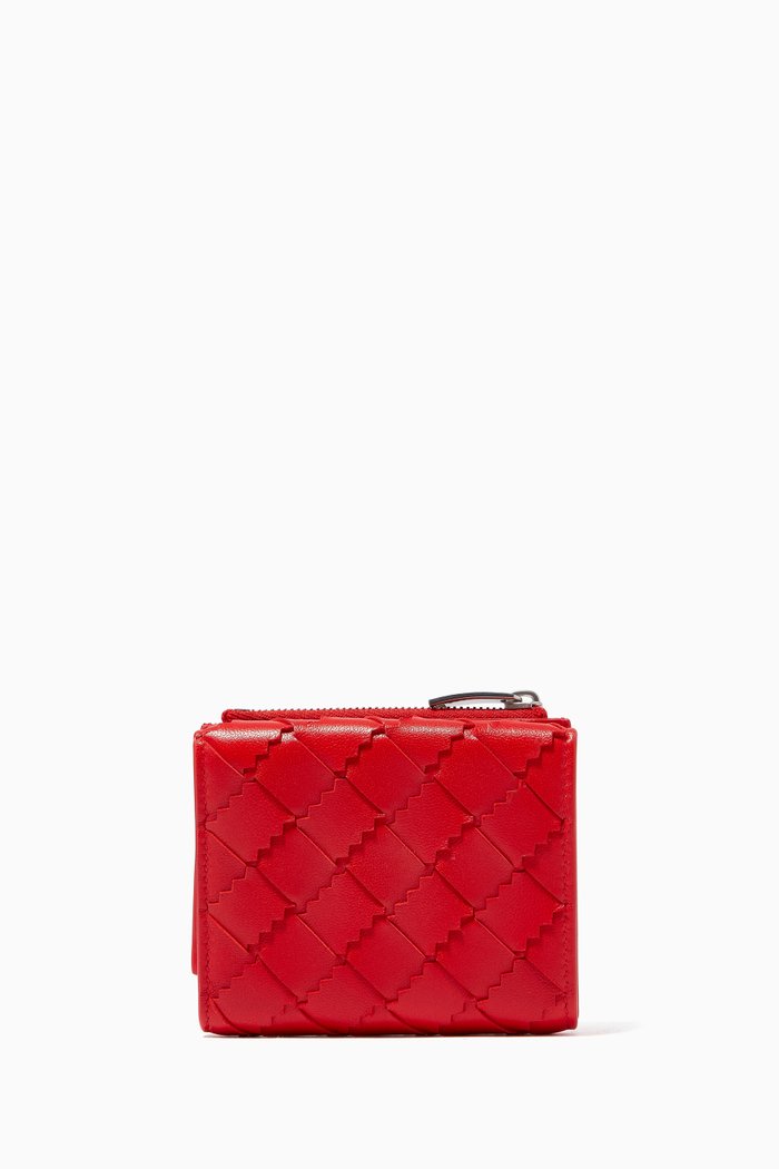 

Tri-Fold Wallet in Intrecciato Nappa, Red