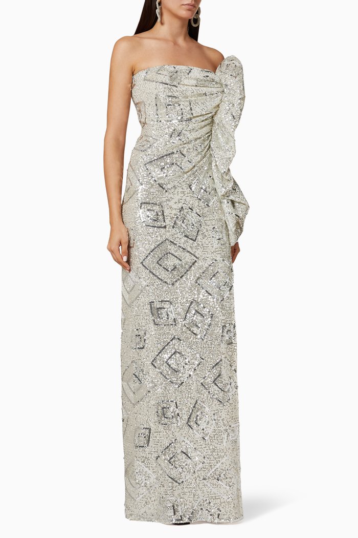 

Sequinned Strapless Gown, Silver