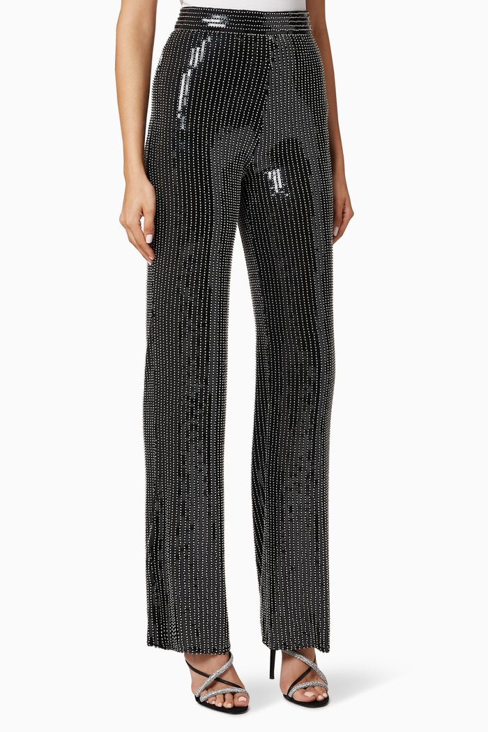 

Sequinned Beaded Pants, Black