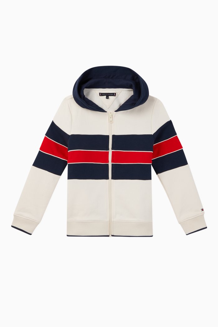 Flag Organic Cotton Colour-Block Hoodie, Neutral