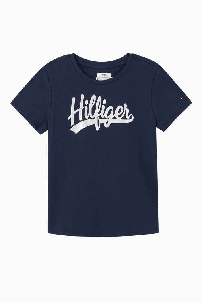 

Organic Cotton Metallic Logo T-Shirt, Blue