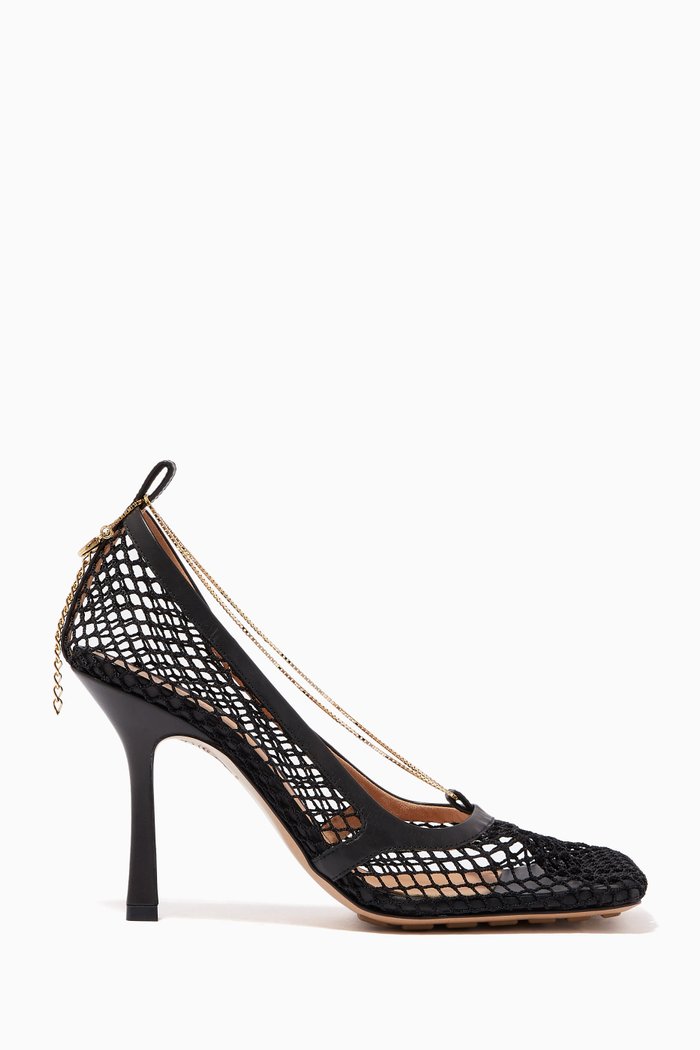 

Stretch Pumps in Mesh & Leather, Black