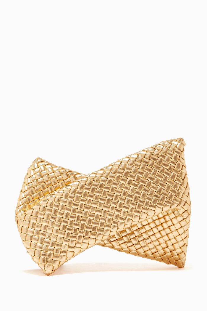 

BV Crisscross in Padded Intrecciato Metallic Nappa, Gold