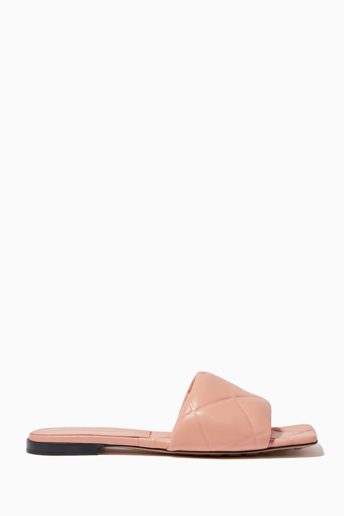 Flat Sandals in Quilted Embossed Nappa, Pink