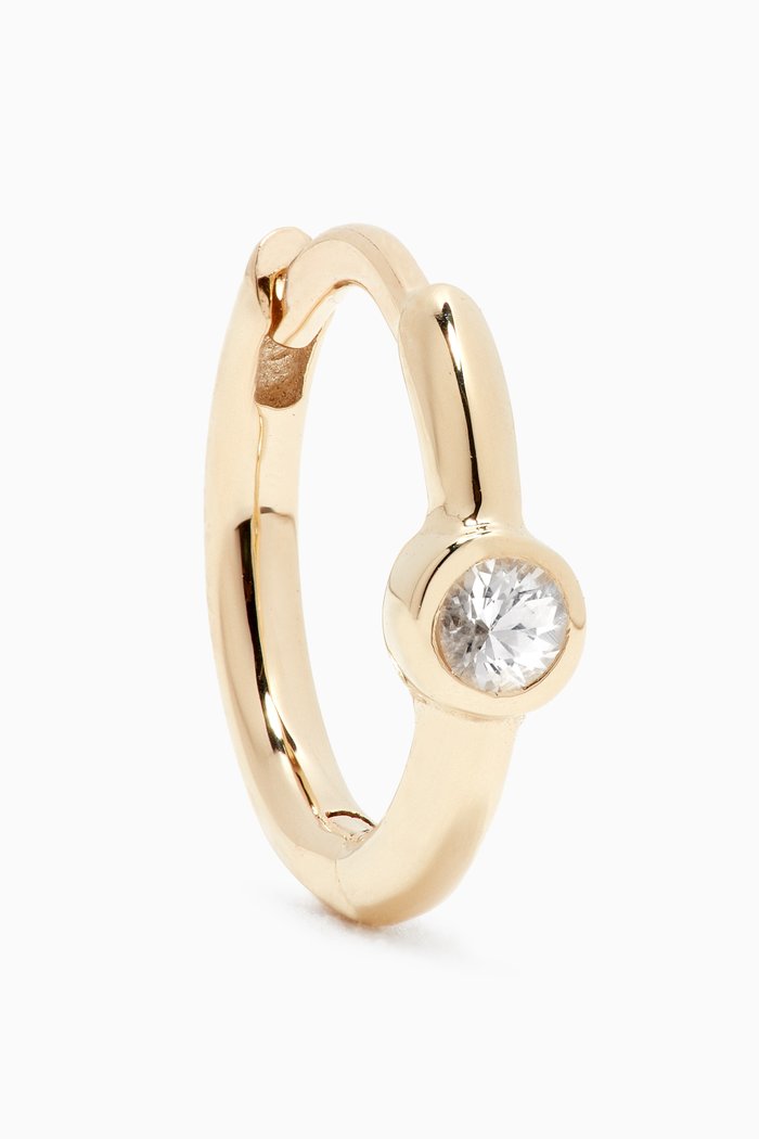 

Single White Sapphire Huggie Hoop in 9kt Yellow Gold