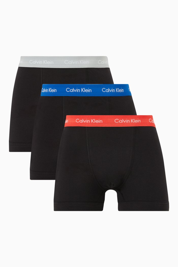 

Low-Rise Trunks in Stretch Cotton, Set of 3, Black