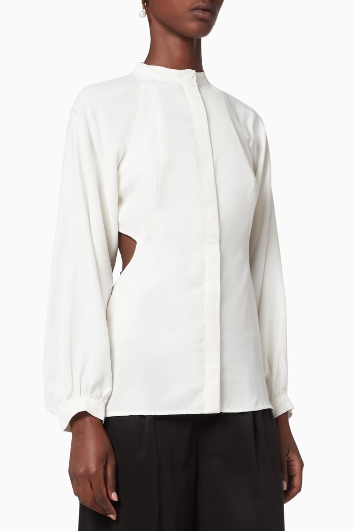 

Linger On Cutout Back Shirt, Neutral