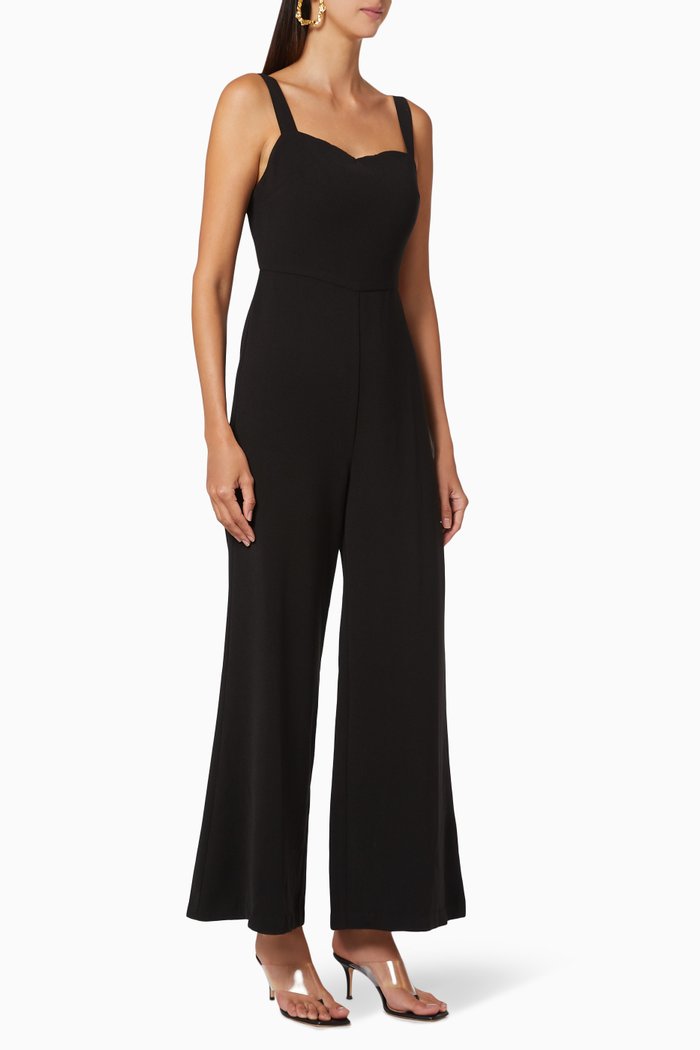 Band Back Crepe Jumpsuit, Black