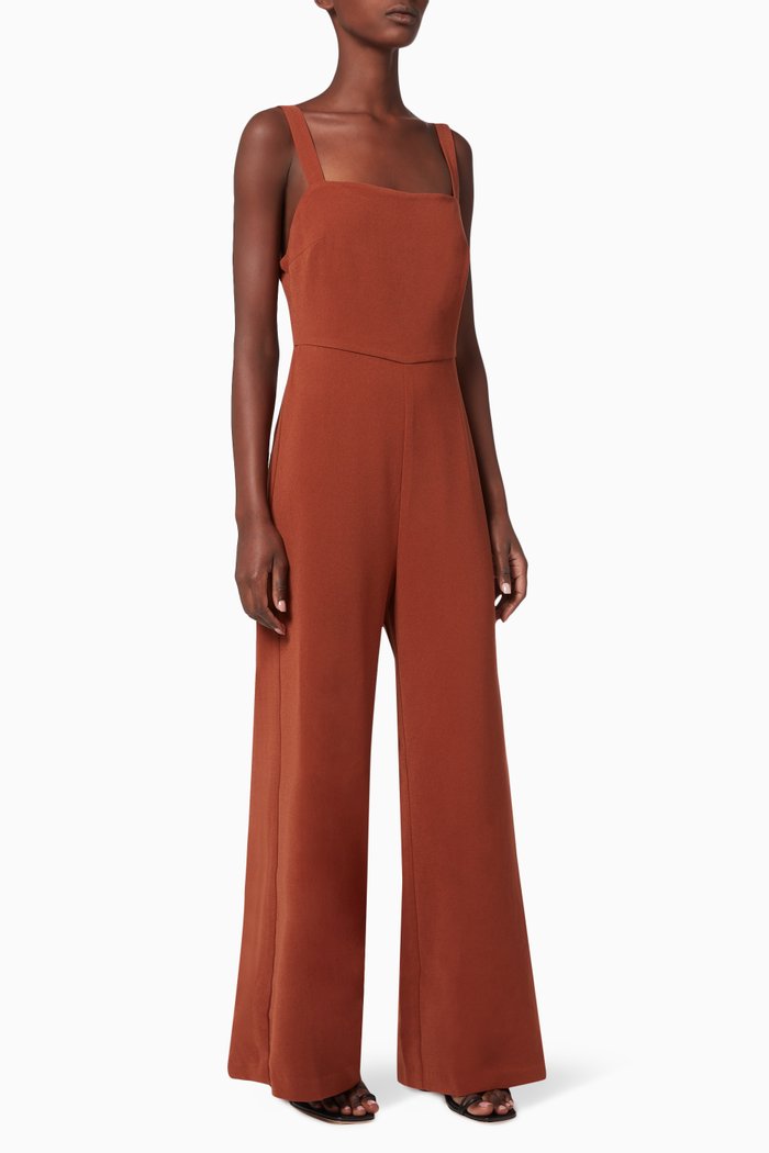 

Band Back Crepe Jumpsuit, Brown