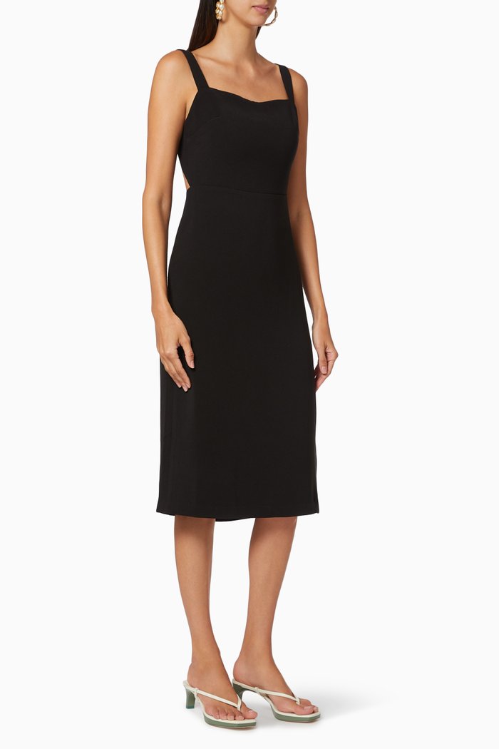 

Band Back Crepe Midi Dress, Black