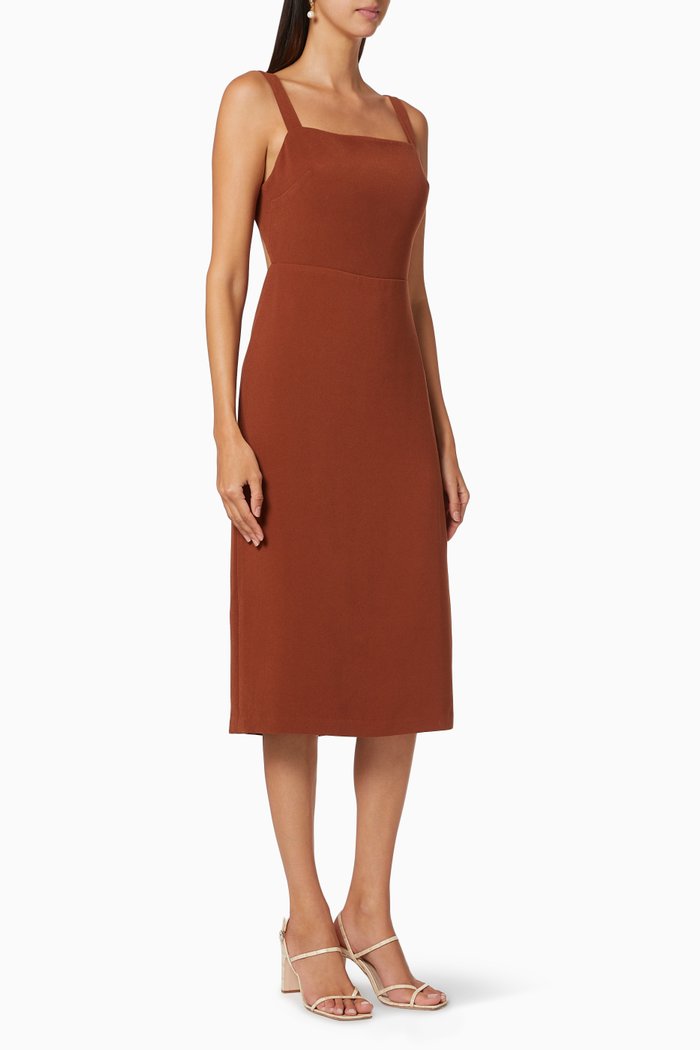 

Band Back Crepe Midi Dress, Brown