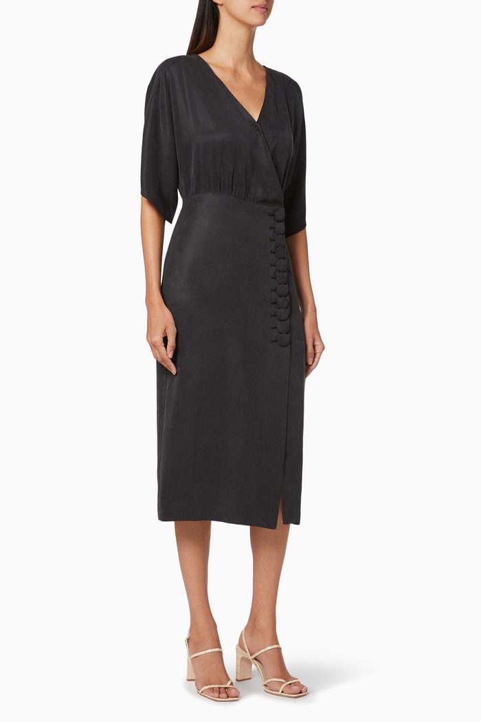 

Move On Linen-Blend Midi Dress, Black