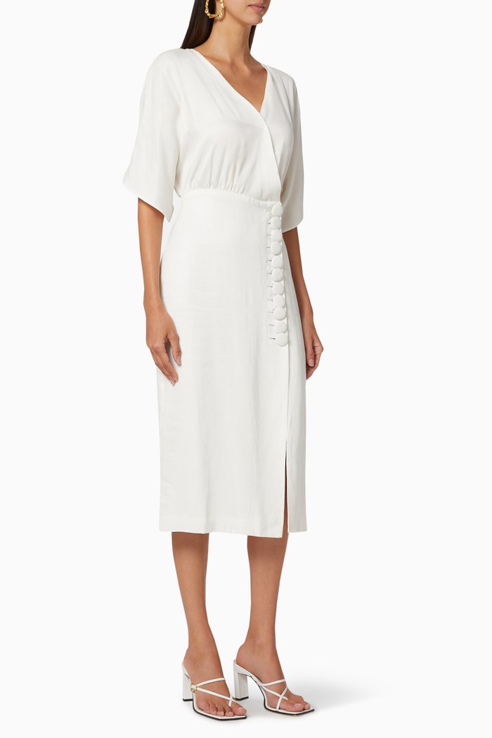 

Move On Linen-Blend Midi Dress, Neutral