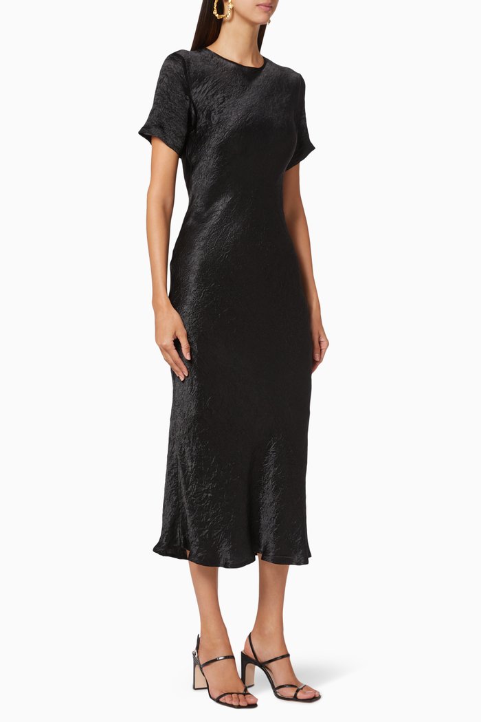 River Bed Bias Midi Dress, Black