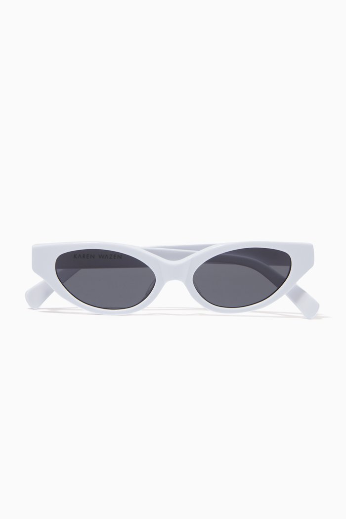 

Glamorous Cat-eye Sunglasses in Acetate, White
