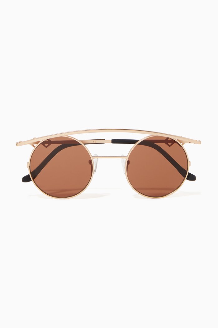 

Retro XL Round Sunglasses, Brown