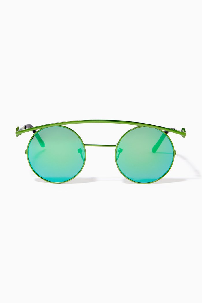 

Retro XL Round Sunglasses in Metal, Green