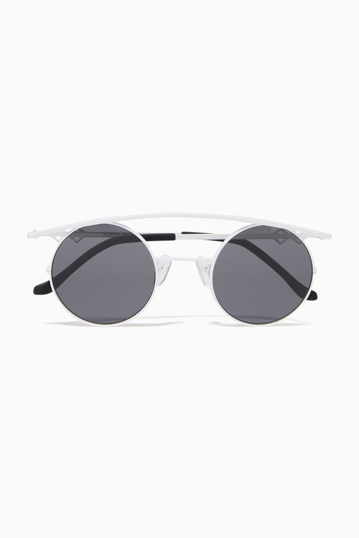 

Retro XL Round Sunglasses in Metal, White