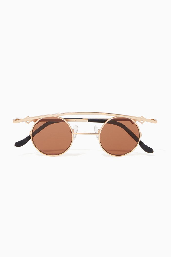 

Retro Round Sunglasses, Brown