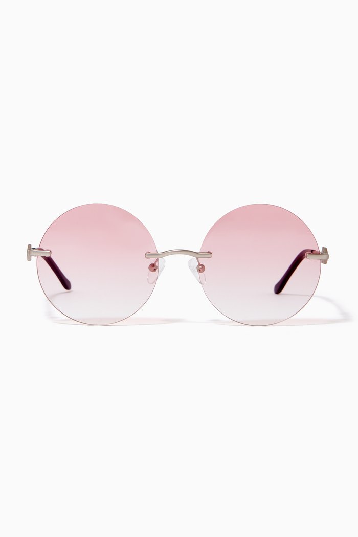 

Luna Round Sunglasses in Metal, Pink
