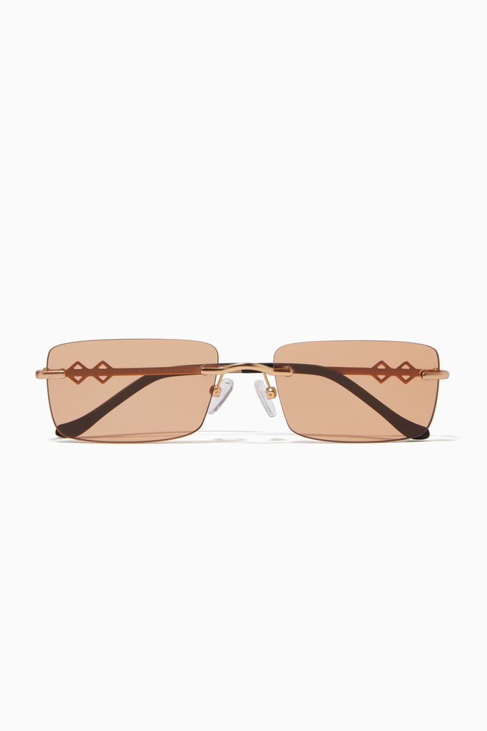 

Layla Rectangle Sunglasses in Metal, Orange