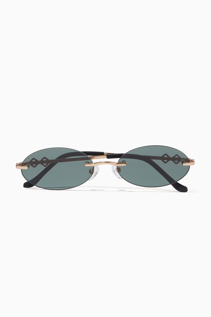 

Vicky Oval Sunglasses in Metal, Gold