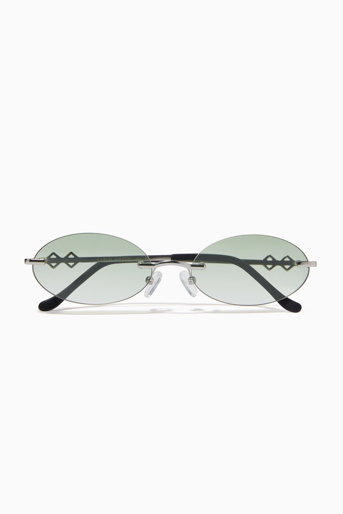 

Vicky Oval Sunglasses in Metal, Green