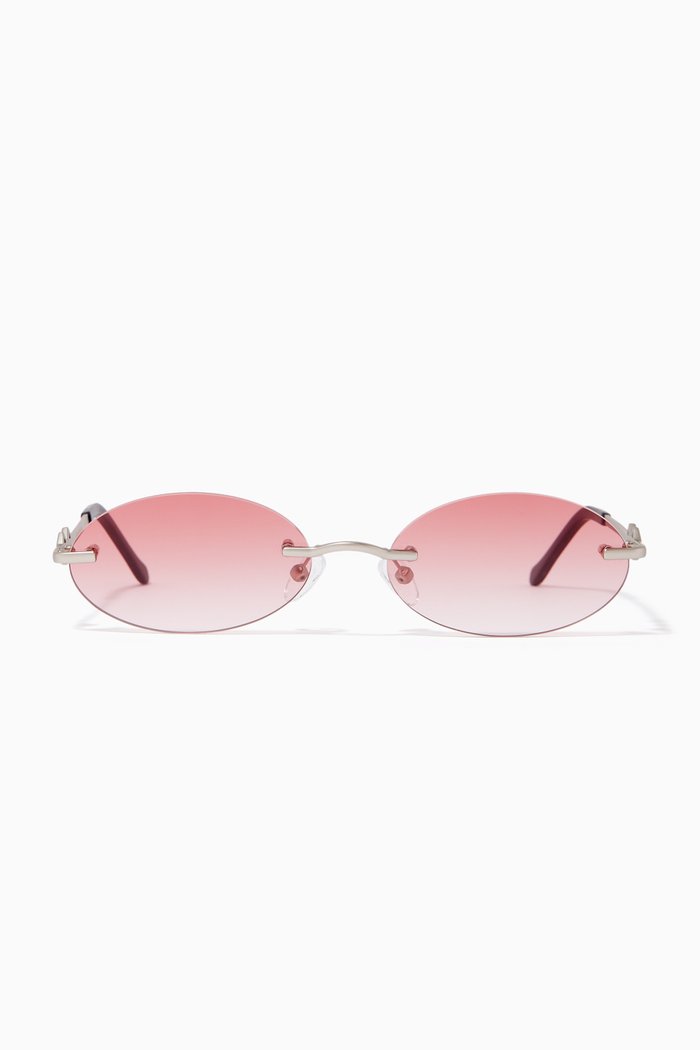 

Vicky Oval Sunglasses in Metal, Red