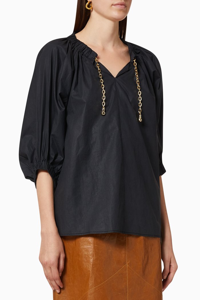 

Suki Satin-Shell Top, Black