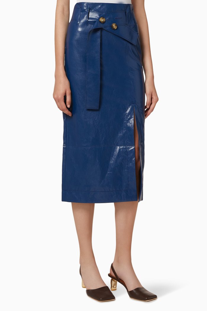 

Mia Faux Leather Skirt, Blue