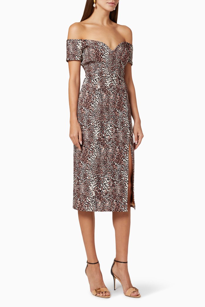 

Animalier Crêpe Midi Dress, Neutral