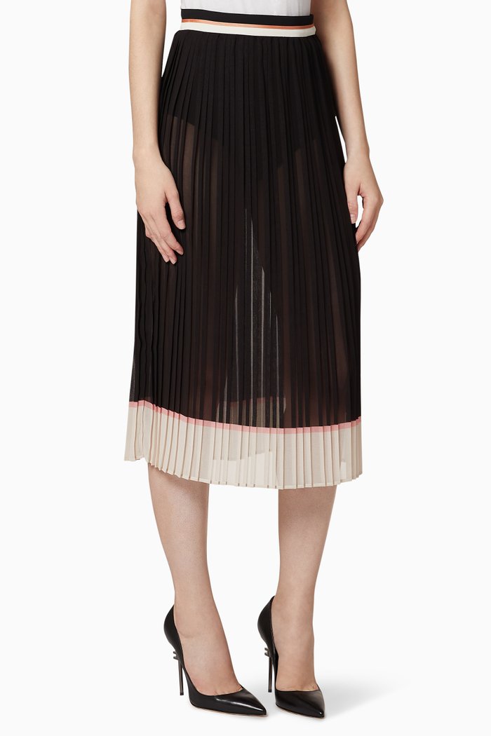 

Pleated Midi Skirt, Black
