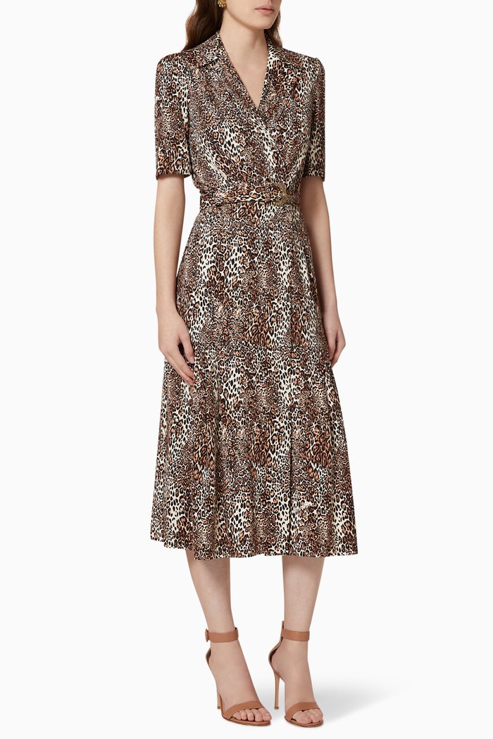 

Animalier Viscose Midi Dress, Neutral