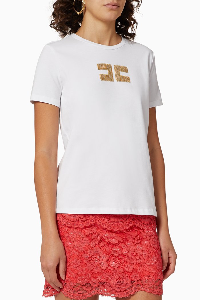 

Embroidered Logo Cotton T-Shirt, White