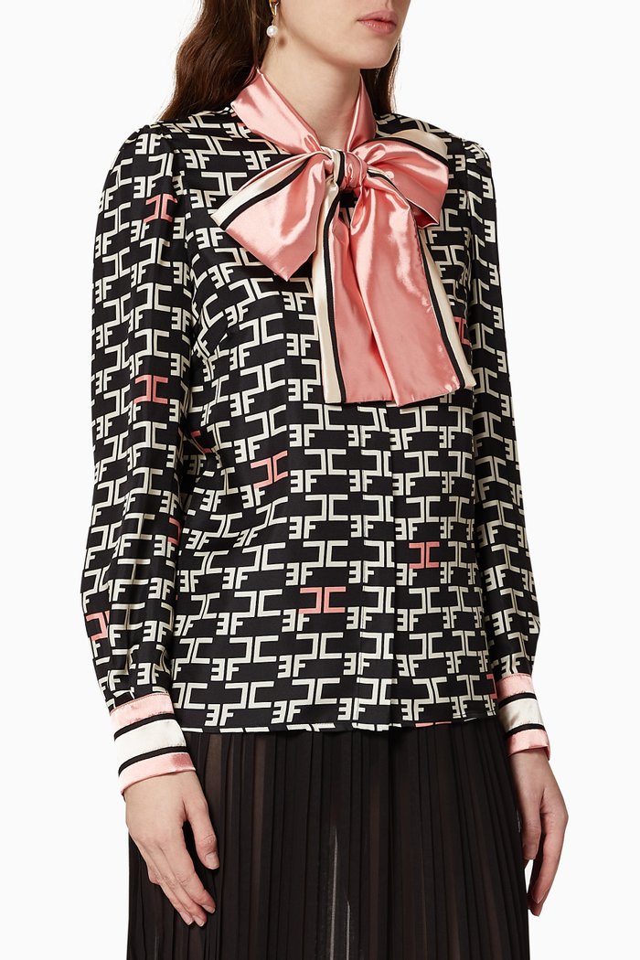 

Monogram Logo Viscose Blouse, Black