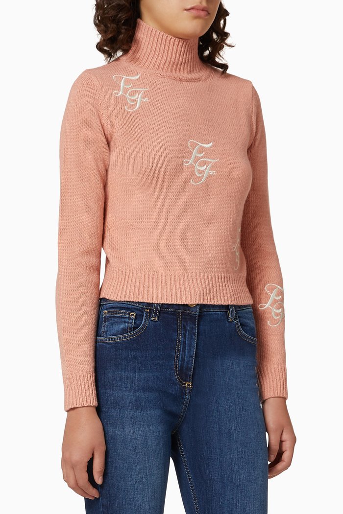 

Logo Embroidery Knit Jumper, Pink