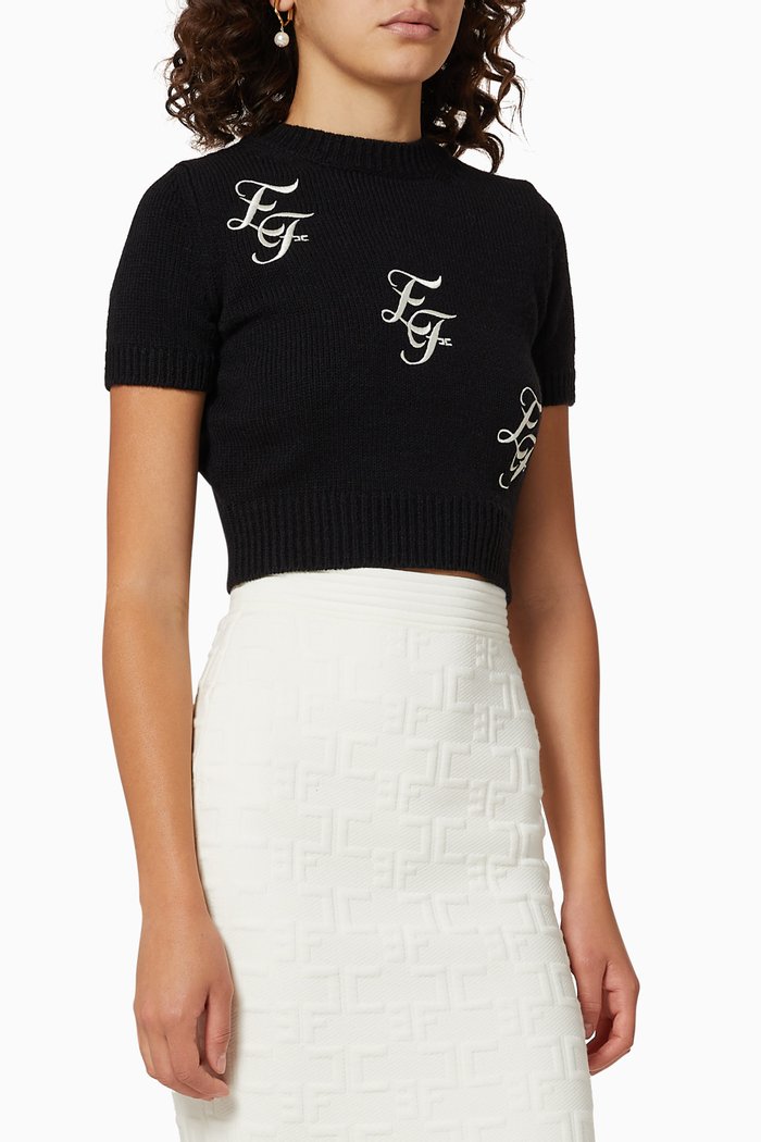 

Logo Embroidery Knit Cropped Jumper, White