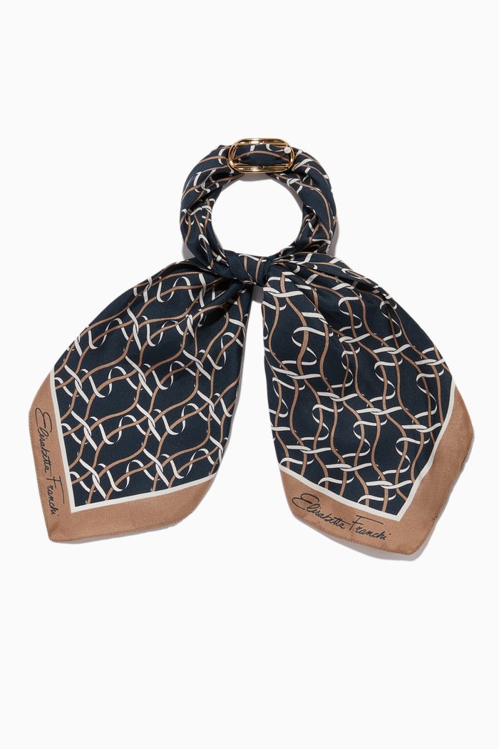 

Monogram Logo Satin Scarf, Blue