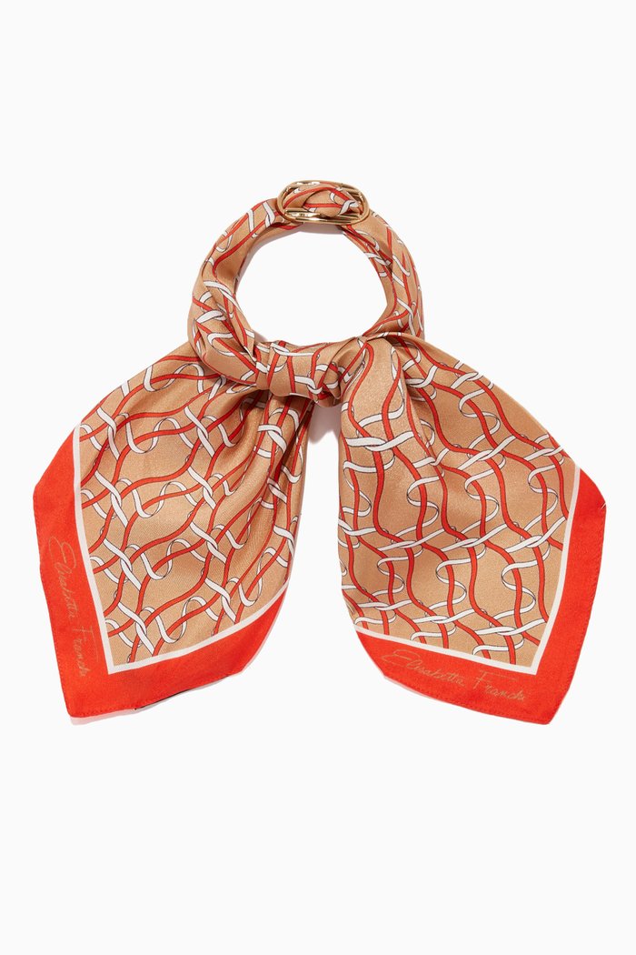

Monogram Logo Satin Scarf, Brown