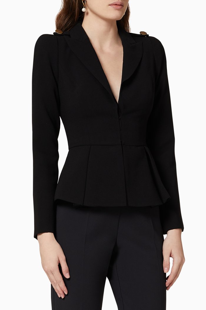 

Crêpe Peplum Jacket, Black