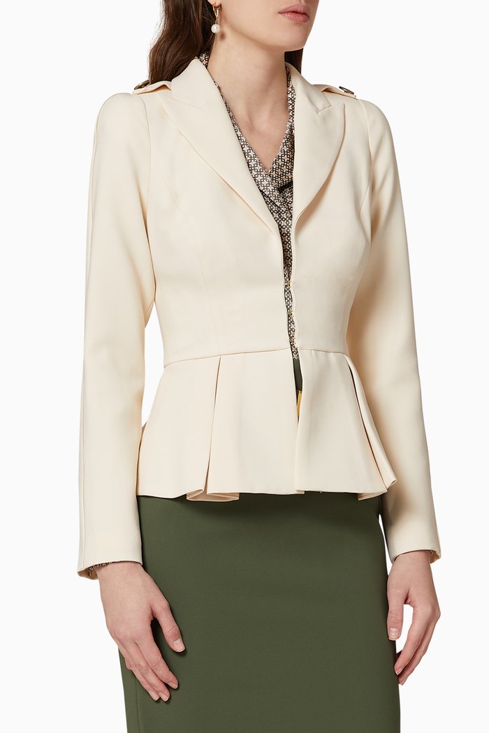 

Crêpe Peplum Jacket, White