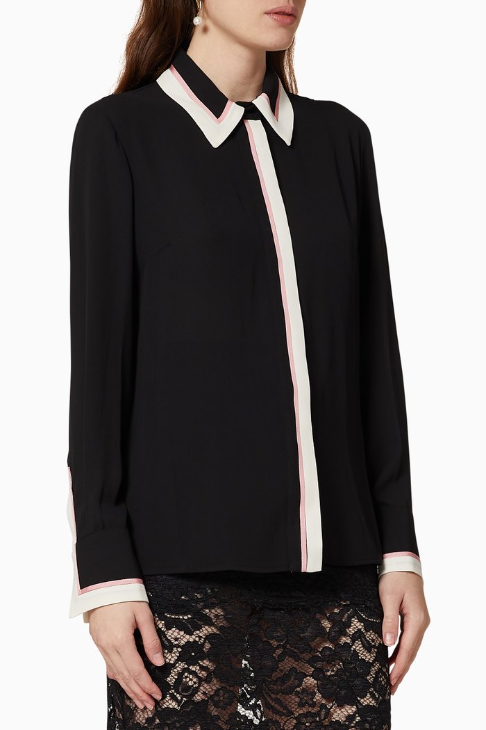 

Contrasting Edges Georgette Blouse, Black
