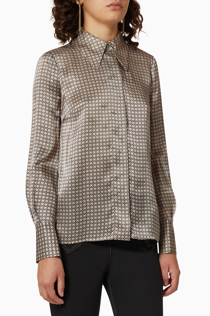 

Monogram Logo Silk Shirt, White