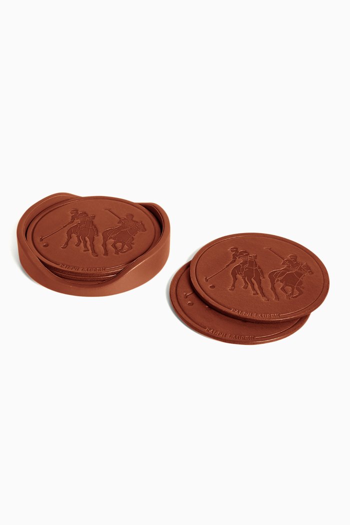

Garrett Coasters, Set of 4 in Leather, Brown