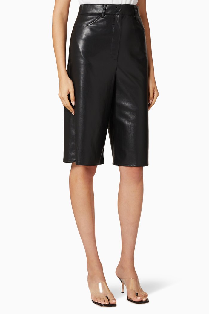

Muriel Faux Leather Shorts, Black