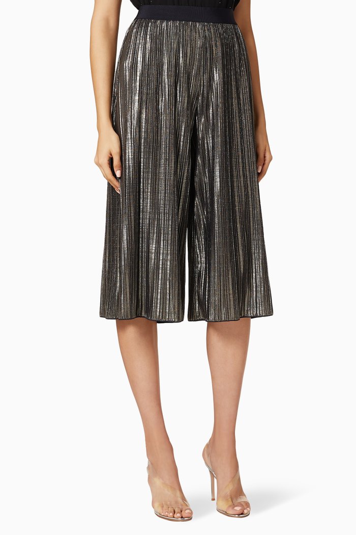 Edda Metallic Pleated Culottes, Blue