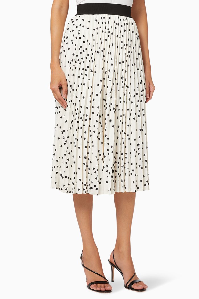 

Lacca Polka Dot Pleated Skirt, White