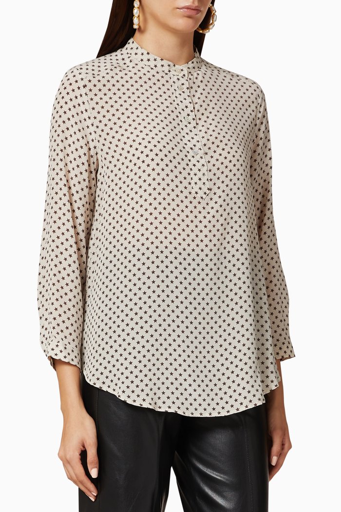 

Ensign Printed Silk Shirt, White