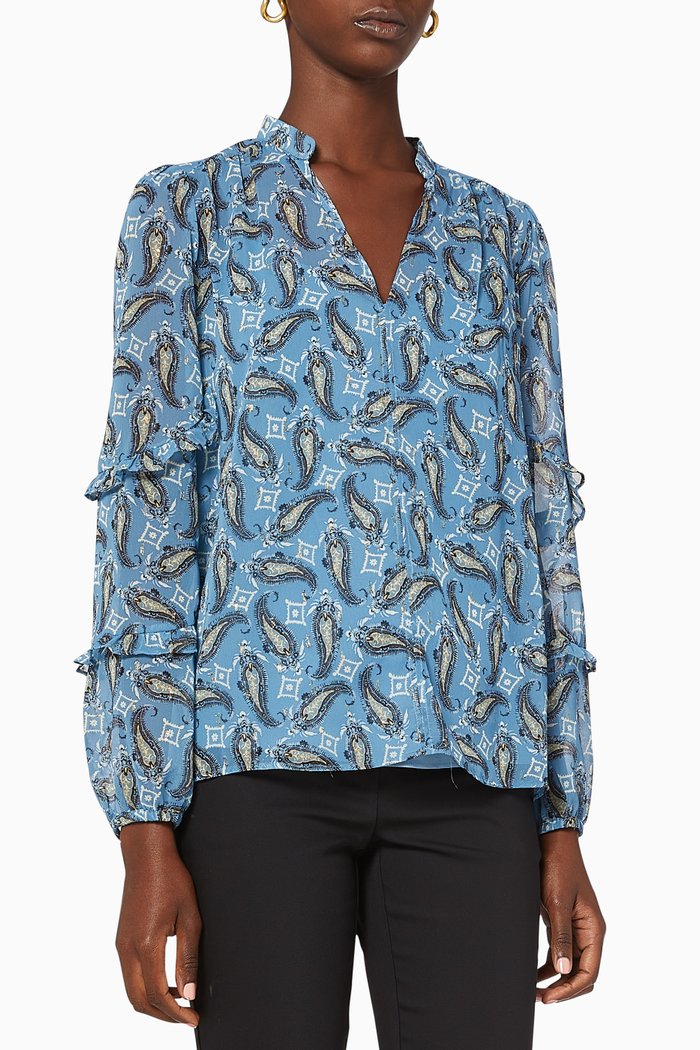 

Nivose Georgette Printed Blouse, Blue